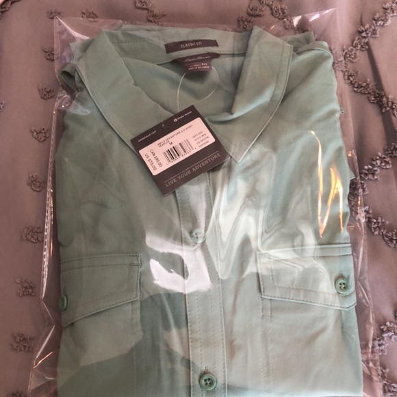 NWT eddie bauer Departure 2.0 Long-Sleeve Shirt seaglass green - Picture 10 of 11